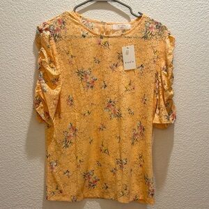 Anthropologie Elodie Peach Floral Lace Blouse NWOT!